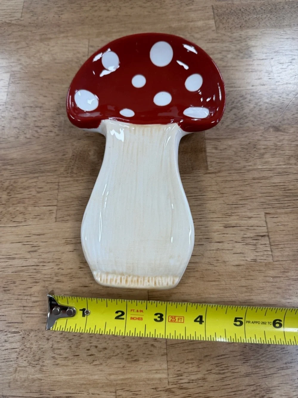Ceramic Red Mushroom Spoon Rest – Polka Dot Kitchen Utensil Holder